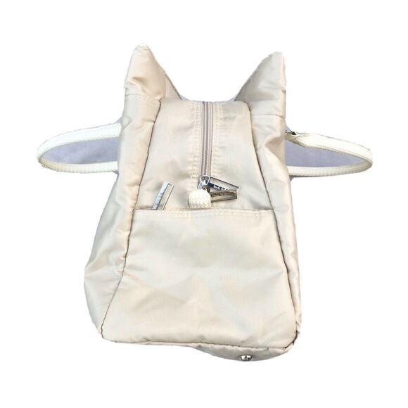 Nicole Miller Nylon Duffle Bag with Faux Croc Handles Cream Large Tan Beige - Picture 5 of 11